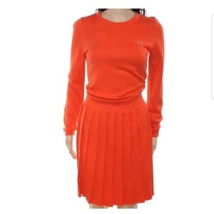 NWT Lacoste Live Orange Pleat Skirt Sweater Dress